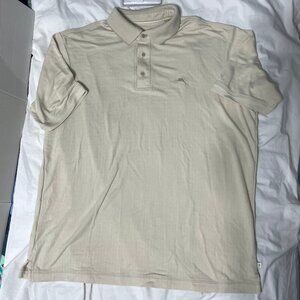 Tommy Bahama Tan / Cream Waffle Knit Short Sleeve Polo Shirt Top Mens Medium M